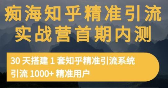 痴海知乎精准引流实战营1-2期，30天搭建1套知乎精准引流系统，引流1000 精准用户