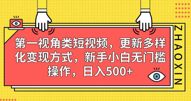 第一视角类短视频,更新多样化变现方式,新手小白无门槛操作,日入500+【揭秘】