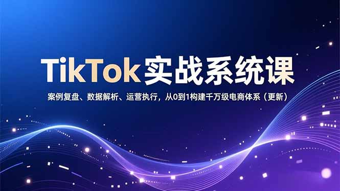 TikTok实战系统课,案例复盘、数据解析、运营执行,从0到1构建千万级电商体系(更新