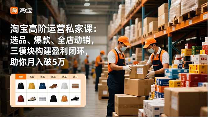 淘宝高阶运营私家课:选品、爆款、全店动销,三模块构建盈利闭环,助你月入破5万(更新12月