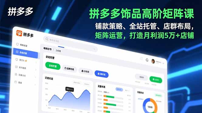 拼多多饰品高阶矩阵课,铺款策略、全站托管、店群布局,矩阵运营,打造月利润5万+店铺