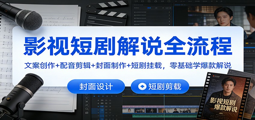 影视短剧解说全流程:文案创作+配音剪辑+封面制作+短剧挂载,零基础学爆款解说 影视短剧解说全流程:文案创作+配音剪辑+封面制作+短剧挂载,零基础学爆款解说