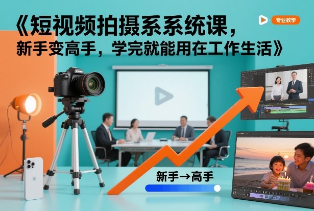 短视频拍摄系统课,新手变高手,学完就能用在工作生活 短视频拍摄系统课,新手变高手,学完就能用在工作生活