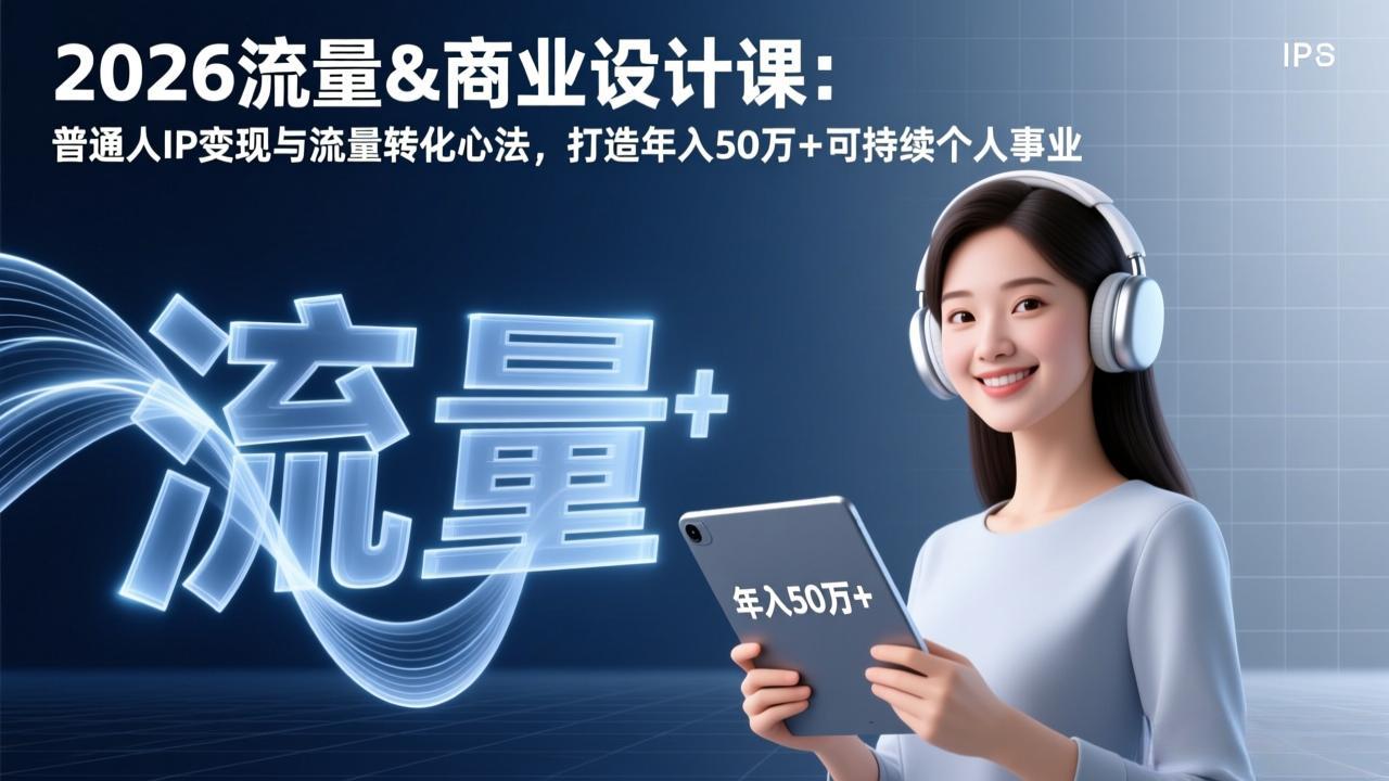 2026流量&商业设计课:普通人IP变现与流量转化心法,打造年入50万+可持续个人事业