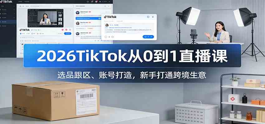 2026TikTok从0到1直播课：选品跟区、账号打造，新手打通跨境生意