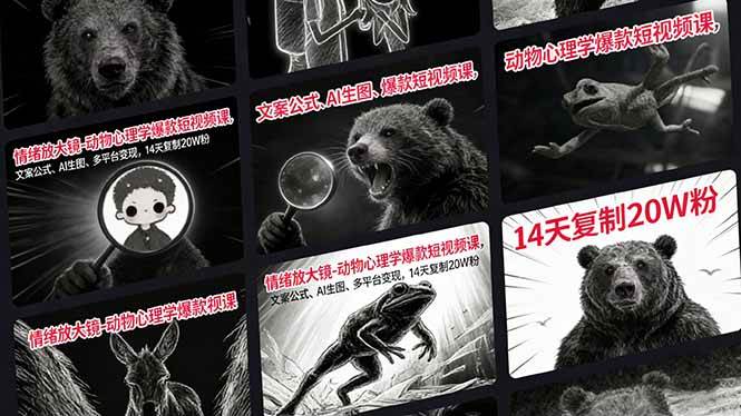 （17376期）情绪放大镜-动物心理学爆款短视频课，文案公式、AI生图、多平台变现，14天复制20W粉