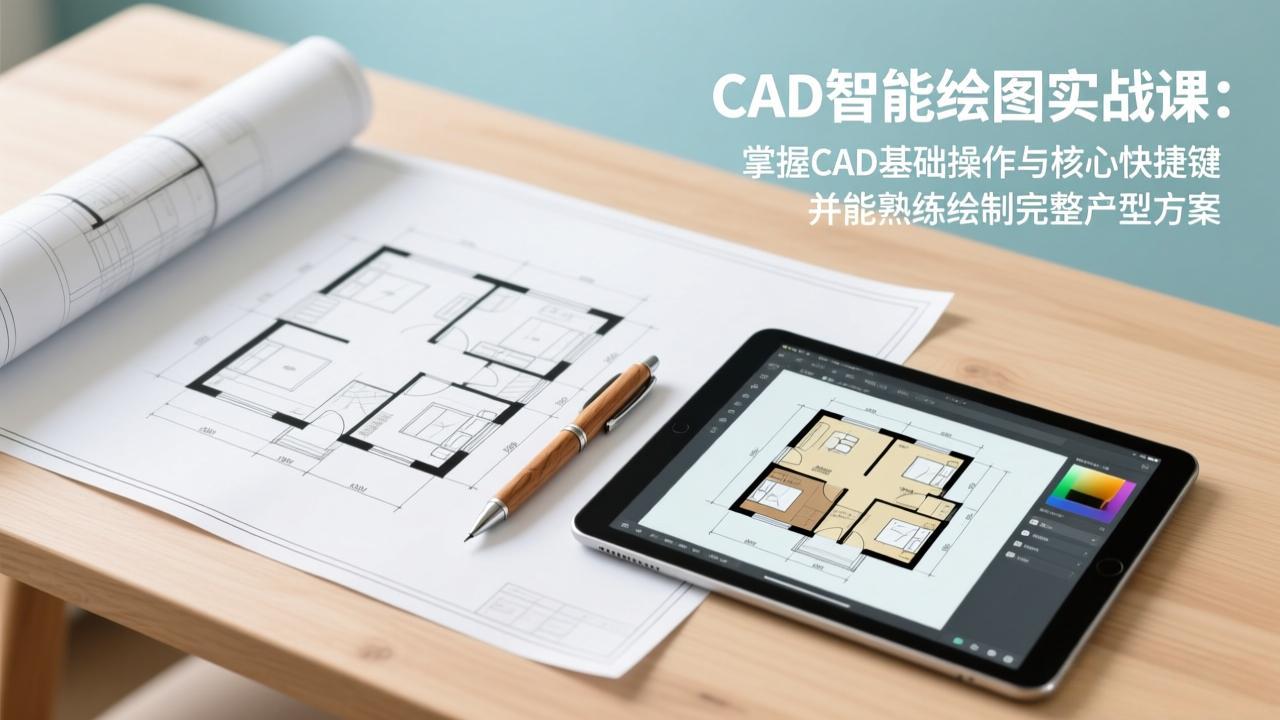 CAD智能绘图实战课:掌握CAD基础操作与核心快捷键,并能熟练绘制完整户型方案