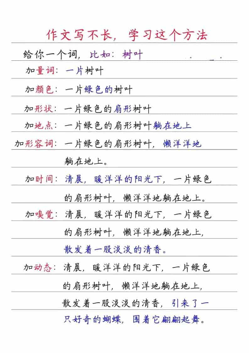 一年级下语文看图写话万能句式