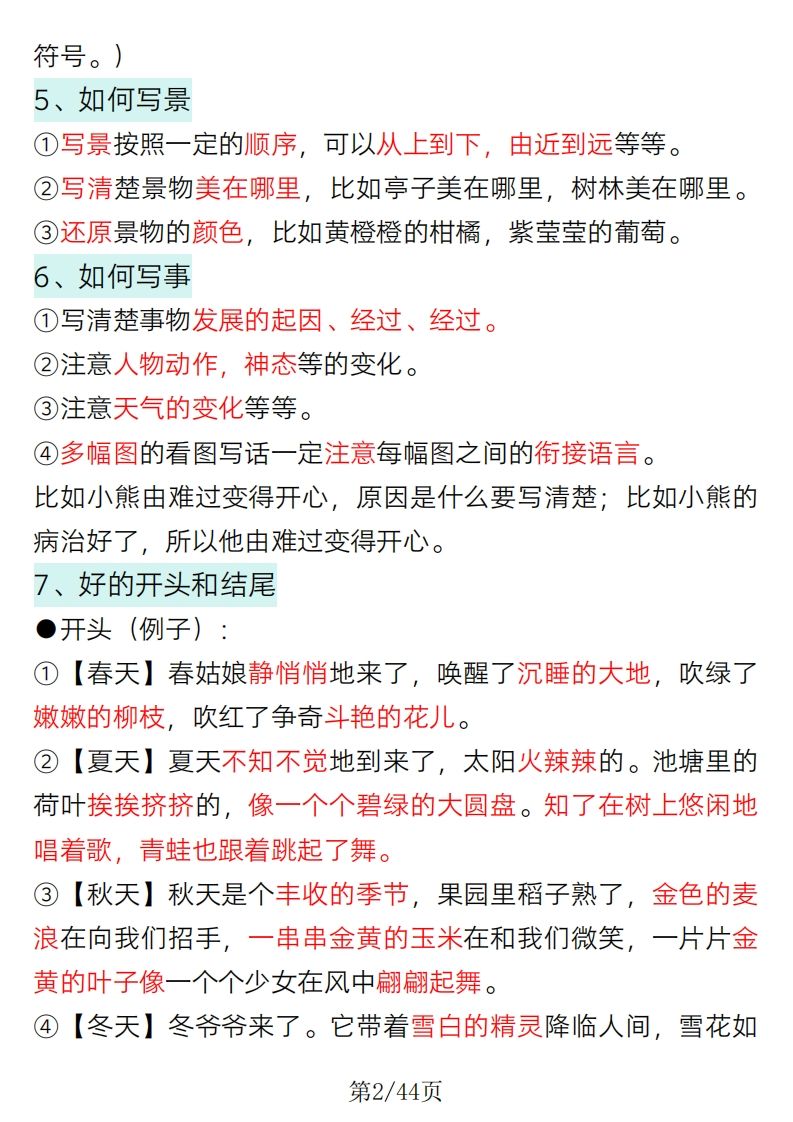 2025一年级语文下册看图写话要点总结+常考看图写话专项训练