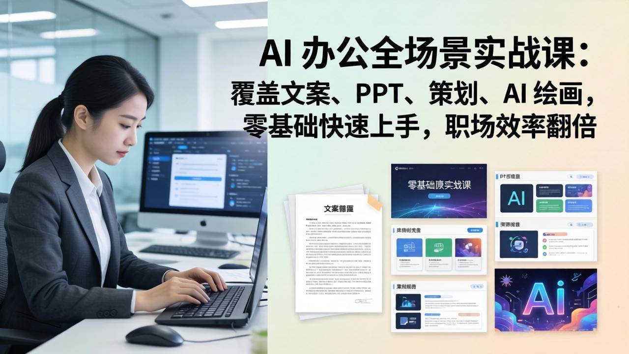 （17732期） AI 办公全场景实战课：覆盖文案、PPT、策划、AI 绘画，零基础快速上手，职场效率翻倍