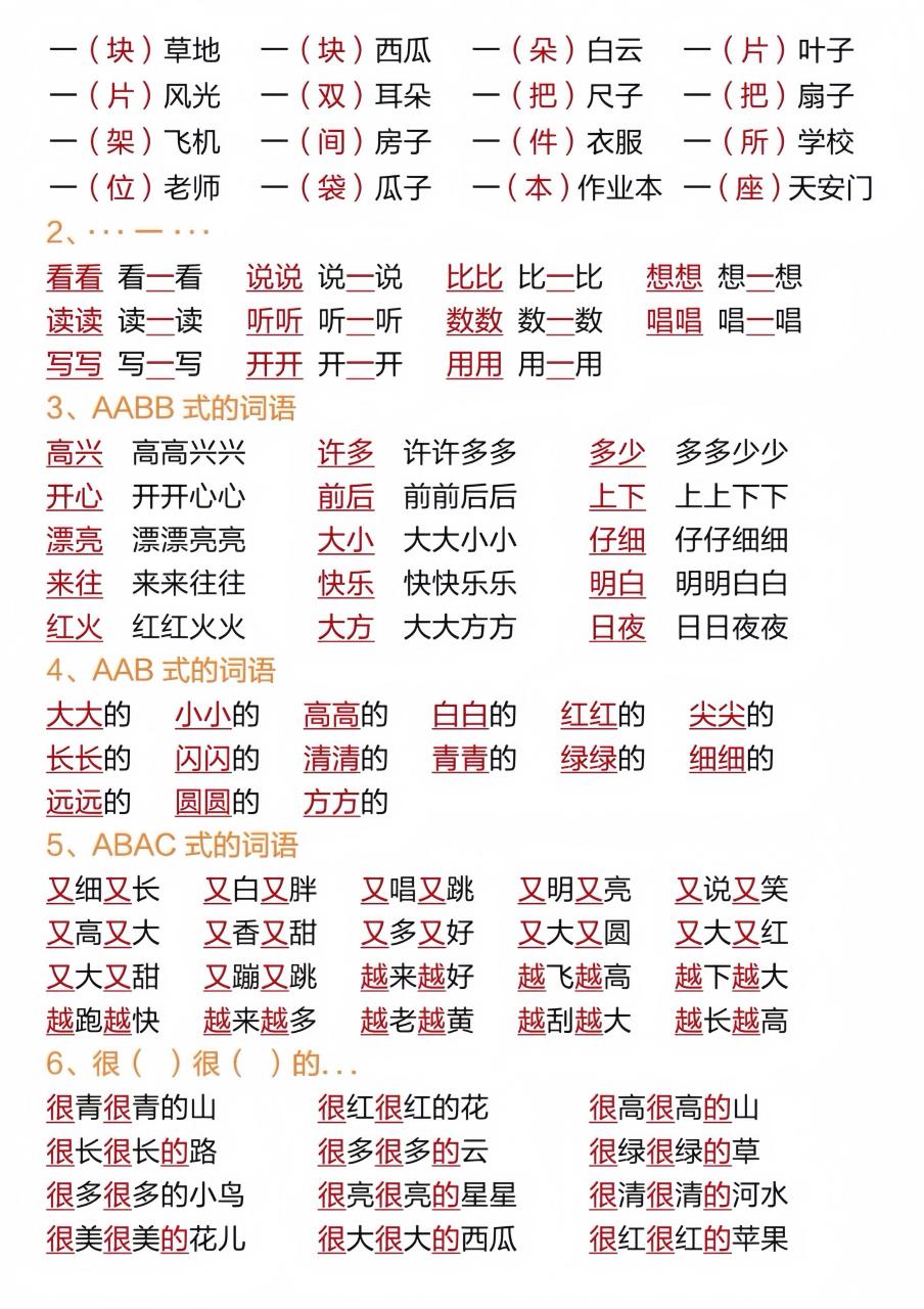 一年级上语文开学重点预习总结