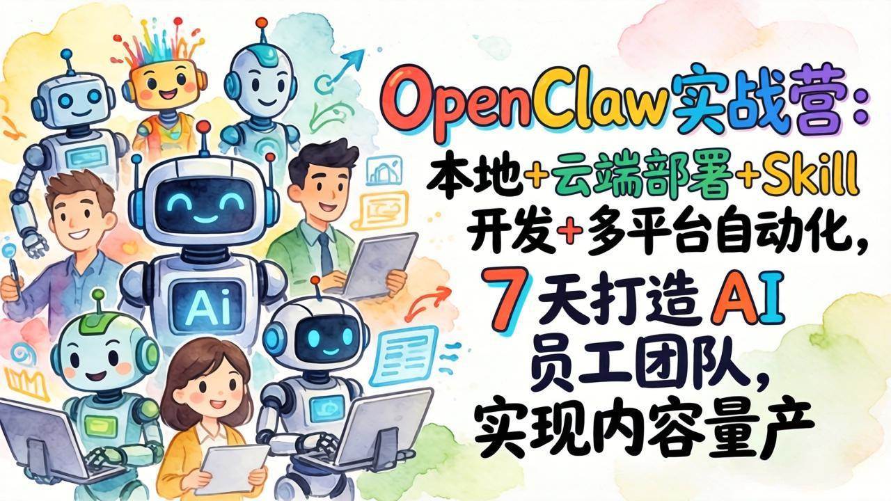 (17673期)OpenClaw实战营-更新:本地+云端部署+Skill开发+多平台自动化,7天打造AI员工团队+实现内容量产 (17673期)OpenClaw实战营-更新:本地+云端部署+Skill开发+多平台自动化,7天打造AI员工团队+实现内容量产