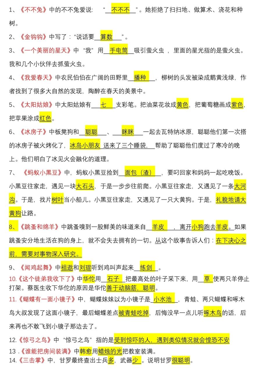 一上语文《快乐读书吧》常考知识点