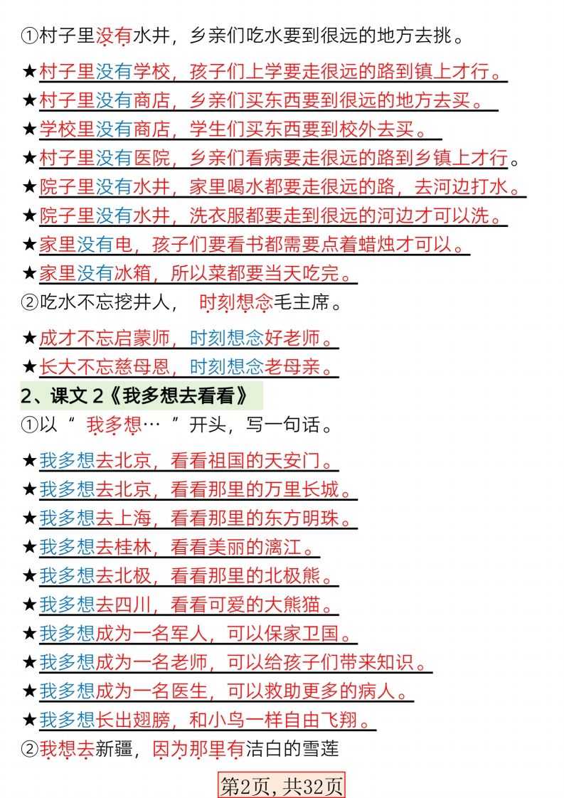 【句子专项】新版一年级语文下册常考必备句子专项(1)