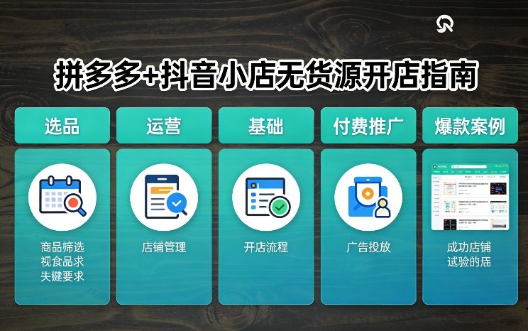 拼多多+抖音小店无货源开店，包括：选品、运营、基础、付费推广、爆款案例等(更新26年4月)