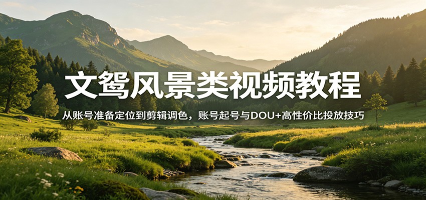 文鸳风景类视频教程:从账号准备定位到剪辑调色,账号起号与DOU+高性价比投放技巧 文鸳风景类视频教程:从账号准备定位到剪辑调色,账号起号与DOU+高性价比投放技巧